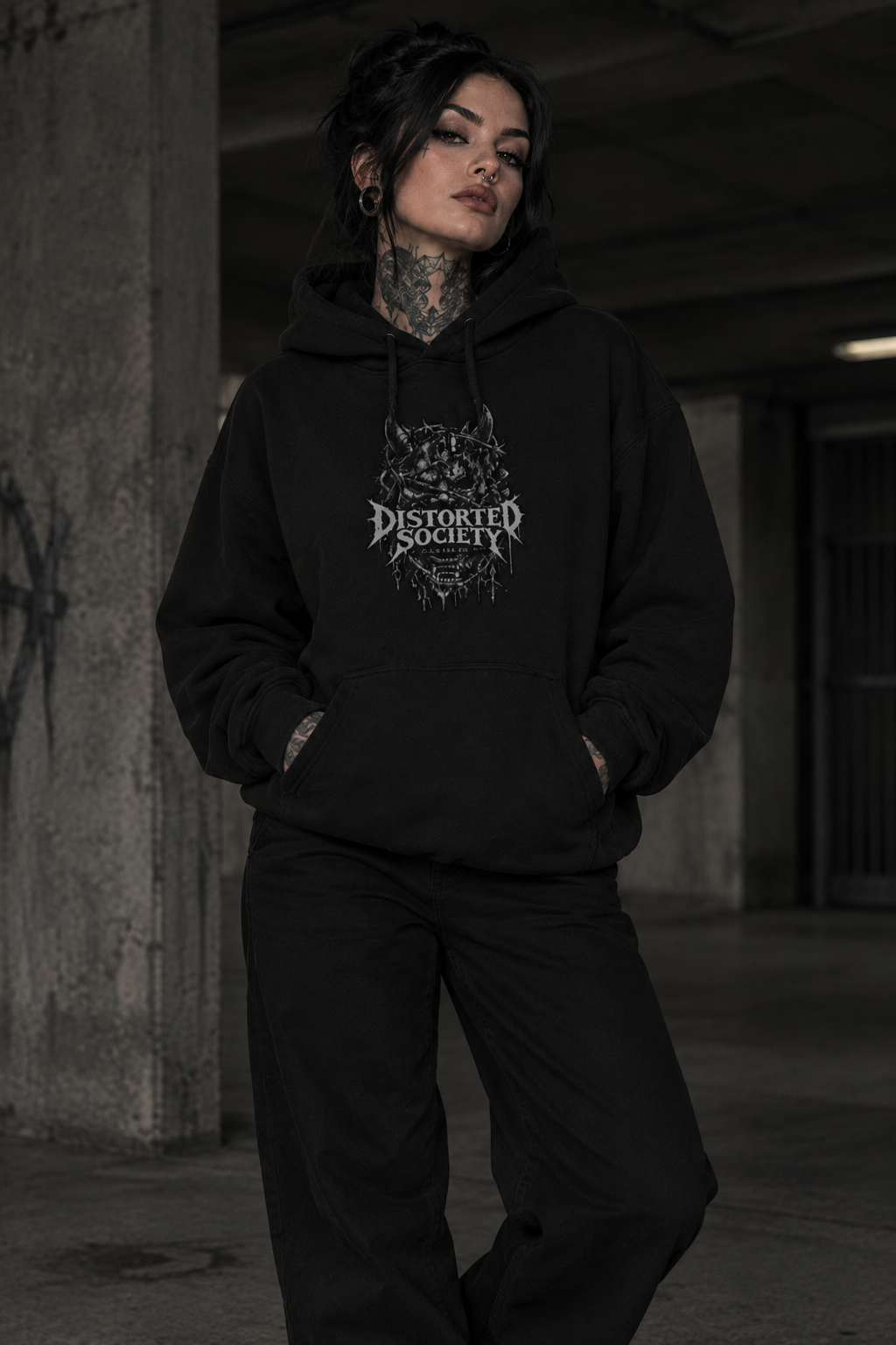 Distorted Society Hoodie — CROWNED IN CHAOS